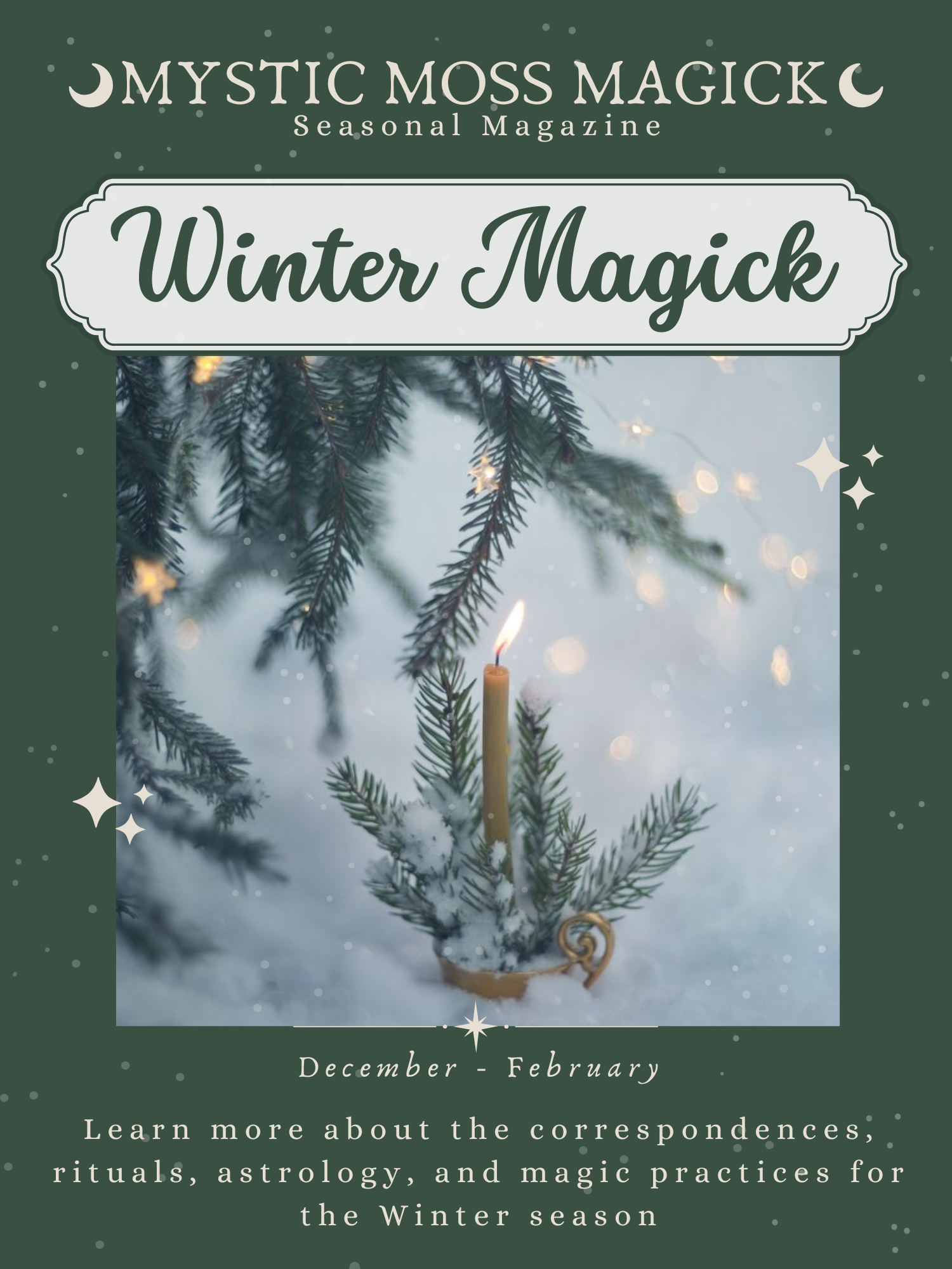 Cover of Winter Magick Magazine with winter-themed artwork and magical seasonal content.